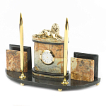 Настольный письменный набор из камня офиокальцит и бронзы с декором в виде льва Successful Leader варинант исполнения - 2 | Loft Concept в Челябинске