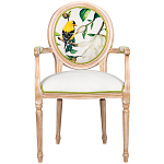 Стул с подлокотниками золотистый из бука с изображением птиц и цветов Blooming Birds 2 варинант исполнения - 1 | Loft Concept в Челябинске