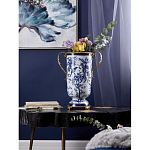 Ваза с бронзовыми ручками и синим цветочным узором Blue & White Ornament варинант исполнения - 8 | Loft Concept в Челябинске