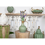 Кувшин зеленого цвета из фарфора с бронзовой крышкой и изогнутой ручкой Eden Garden porcelain and bronze варинант исполнения - 4 | Loft Concept в Челябинске