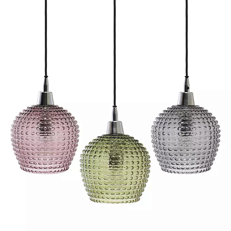 Подвесной светильник каскадный с 3-мя рельефными плафонами Cascade with Relief Lampshades Серый Зеленый Сливовый Черный Подвесной светильник каскадный с 3-мя рельефными плафонами Cascade with Relief Lampshades Серый Зеленый Сливовый Черный в Челябинске | Loft Concept