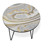 Стол журнальный c круглой столешницей из стекла серого цвета Gray and Gold Marble варинант исполнения - 2 | Loft Concept в Челябинске
