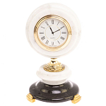 Часы настольные бронзовые из натуральных камней Мрамор и Змеевик Stone Clock варинант исполнения - 1 | Loft Concept в Челябинске