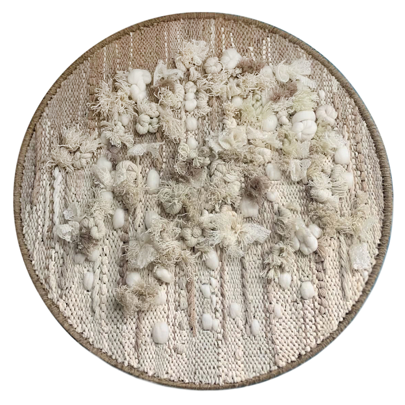 Круглый Вязанный Гобелен Абстракция Breath of Mist Wall Hanging Светло-бежевый Коричневый в Челябинске | Loft Concept 