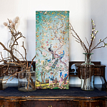 Постер на холсте в стиле шинуазри с изображением сада Chinoiserie Imperial Garden Peacocks on a Tree варинант исполнения - 3 | Loft Concept в Челябинске