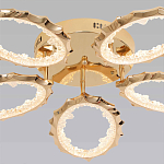 Потолочная люстра с 5-ю светодиодными лампами с золотистым каркасом Ring of Fire варинант исполнения - 2 | Loft Concept в Челябинске