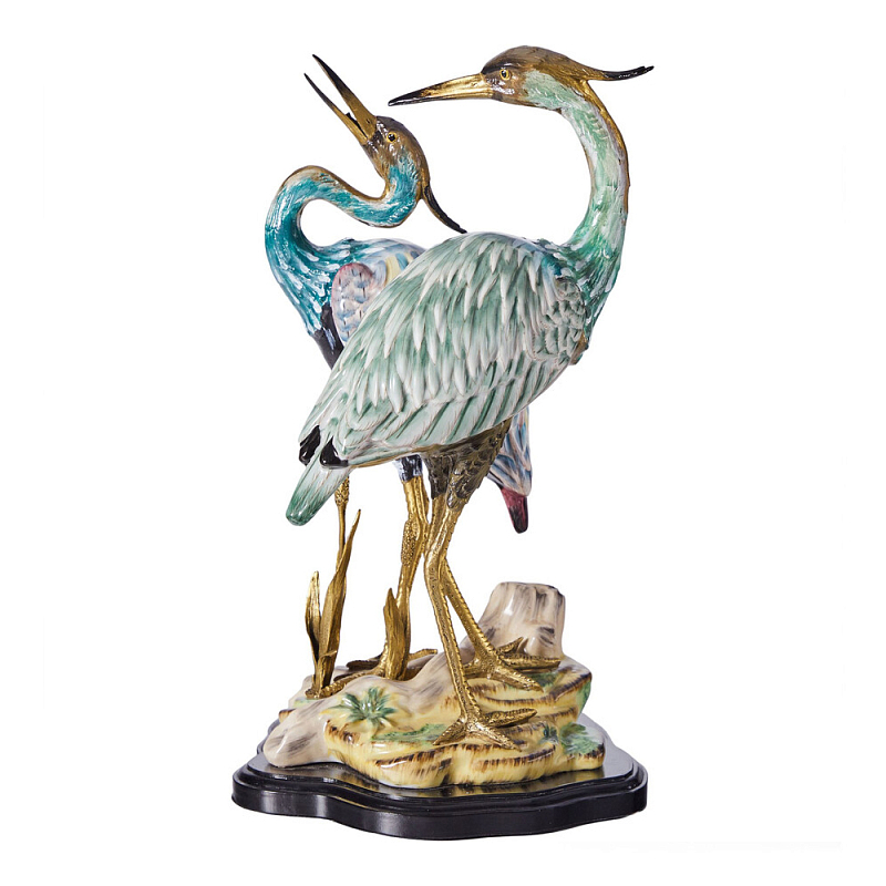 Статуэтка в виде двух птиц из фарфора с бронзовыми элементами Bird of the Garden of Eden Мульти Бронза в Челябинске | Loft Concept 