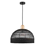 Подвесной светильник с округлым абажуром из черного ротанга Wicker Furniture варинант исполнения - 2 | Loft Concept в Челябинске