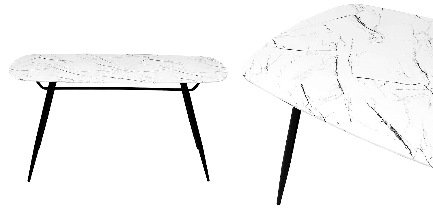 Обеденный стол Hettie Dinner Table столешница с рисунком под мрамор Обеденный стол Hettie Dinner Table столешница с рисунком под мрамор - Loft-Concept в Челябинске