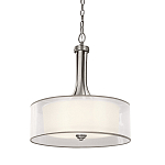 Люстра подвесная с двойным круглым плафоном из органзы и матового стекла Kichler варинант исполнения - 1 | Loft Concept в Челябинске