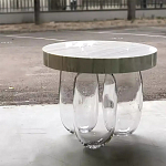 Дизайнерский журнальный стол на 3-х овальных прозрачных ножках Tukutic варинант исполнения - 2 | Loft Concept в Челябинске