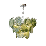 Люстра из зеленых стеклянных дисков с перламутровым эффектом Green Glowing Glaze варинант исполнения - 7 | Loft Concept в Челябинске