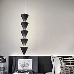 Подвесной светильник светодиодный в виде ряда черных металлических конусов  Herringbone варинант исполнения - 5 | Loft Concept в Челябинске