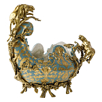 Чаша голубого цвета с оранментом и и бронзовыми фигурами леопардов Eden Garden варинант исполнения - 2 | Loft Concept в Челябинске