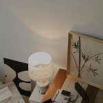 Настольная лампа с принтом на белом тканевом абажуре Roof Garden Lamp варинант исполнения - 7 | Loft Concept в Челябинске