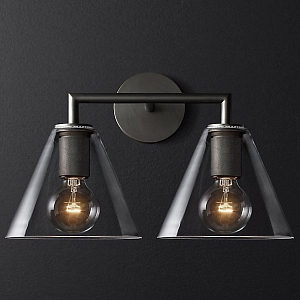 Бра Utilitaire Funnel Shade Double Sconce Black