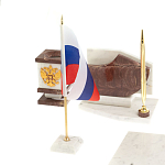 Настольный письменный набор из мрамора и лемезита с гербом и флагом России Marble Accessory варинант исполнения - 3 | Loft Concept в Челябинске