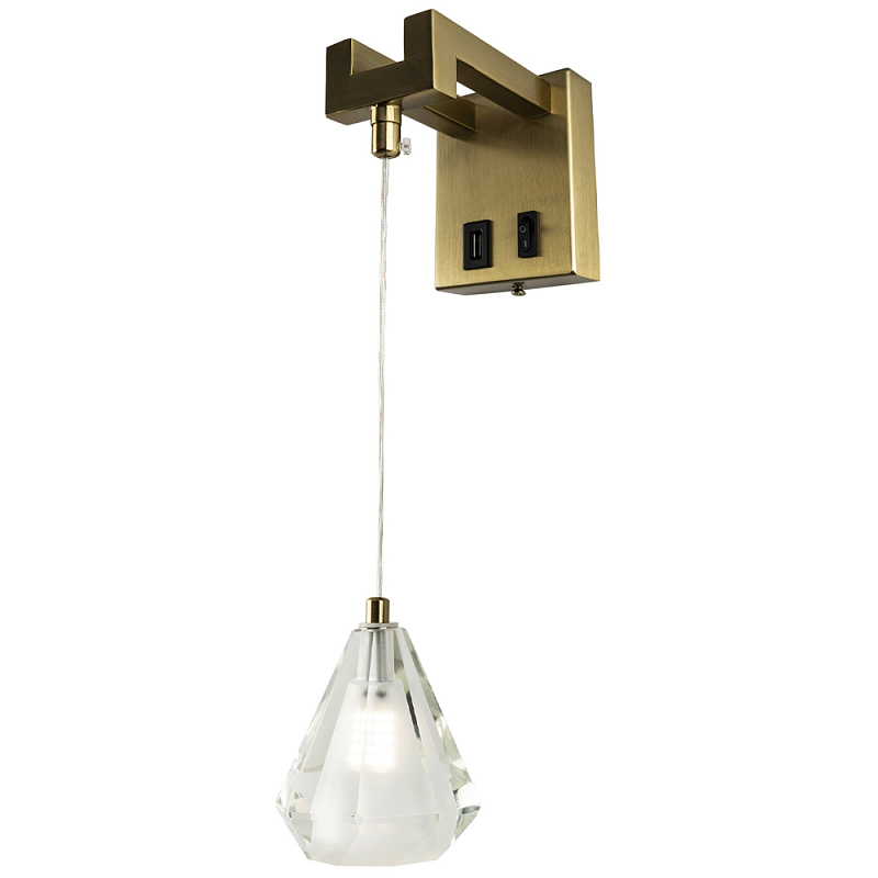 Бра со стеклянным плафоном Albain Glass Wall Lamp Прозрачное Стекло Латунь Бра со стеклянным плафоном Albain Glass Wall Lamp Прозрачное Стекло Латунь в Челябинске | Loft Concept