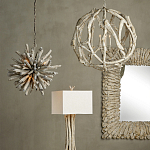 Настольная лампа с каркасом в виде веток деревьев с абажуром из ткани Natural Driftwood варинант исполнения - 4 | Loft Concept в Челябинске