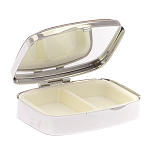 Таблетница карманная прямоугольная на 2 отделения с зеркалом и накладкой из натурального камня Лазурит Silver Stone Pillboxes варинант исполнения - 3 | Loft Concept в Челябинске