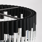 Люстра круглая из матового черного металла с подвесками из прозрачных стеклянных трубок Noir Tubes варинант исполнения - 9 | Loft Concept в Челябинске