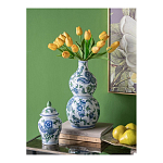 Ваза фигурная с сине-зелеными узорами распустившихся цветов Blossoming Spring варинант исполнения - 4 | Loft Concept в Челябинске