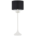 Настольная лампа с декором в виде белого цветка магнолии на каркасе и черным абажуром White Magnolia варинант исполнения - 3 | Loft Concept в Челябинске