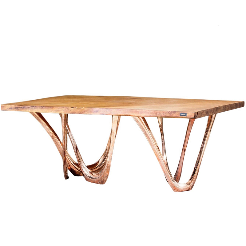 Обеденный стол прямоугольный с фигурными ножками G-table Золотой в Челябинске | Loft Concept 