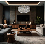 Круглая люстра с хрустальными подвесками на серебряном каркасе Gorgeous Crystal Light варинант исполнения - 12 | Loft Concept в Челябинске