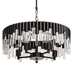 Люстра круглая из матового черного металла с подвесками из прозрачных стеклянных трубок Noir Tubes варинант исполнения - 1 | Loft Concept в Челябинске