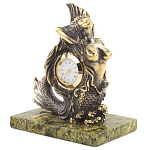 Часы настольные бронзовые в виде русалочки из натурального камня Змеевик Mermaid Stone Clock варинант исполнения - 2 | Loft Concept в Челябинске