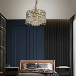 Люстра круглая с хрустальными подвесками на золотистом каркасе Roul Crystal Light варинант исполнения - 13 | Loft Concept в Челябинске