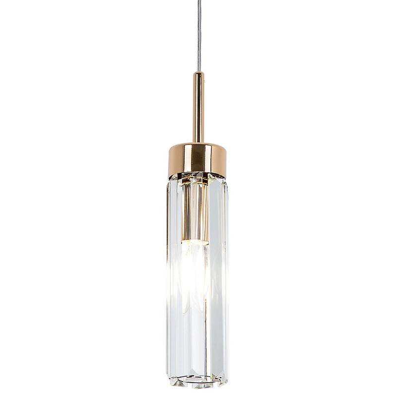 Подвесной светильник с плафоном из хрусталя Fernand Glass Gold Hanging Lamp Прозрачный Золотой Подвесной светильник с плафоном из хрусталя Fernand Glass Gold Hanging Lamp Прозрачный Золотой в Челябинске | Loft Concept
