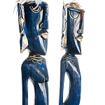 Комплект из 2-х деревянных статуэток Asmat Tall Statuettes Blue Green варинант исполнения - 3 | Loft Concept в Челябинске
