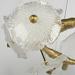 Люстра подвесная круглая с ветвистыми бронзовыми элементами и стеклянными рифлеными дисками Textured Glass Chandelier варинант исполнения - 4 | Loft Concept в Челябинске