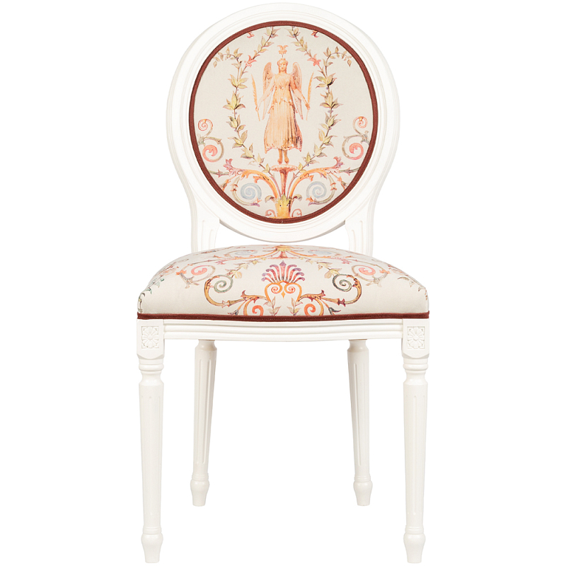 Стул из массива бука бежевый с растительным орнаментом Raffael Angel Beige Chair Белый Бежевый Мульти Стул из массива бука бежевый с растительным орнаментом Raffael Angel Beige Chair Белый Бежевый Мульти в Челябинске | Loft Concept