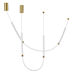 Подвесной светильник с 3-мя изогнутыми плафонами и белыми декоративными шариками PEARLS Suspension варинант исполнения - 2 | Loft Concept в Челябинске