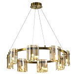 Люстра светодиодная с 8-ю цилиндрическими плафонами янтарного цвета из стекла и стали Andrea Сhandelier Amber варинант исполнения - 1 | Loft Concept в Челябинске