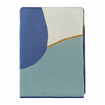 Плед из хлопка синего цвета с абстрактным принтом Elysian Flow Ocean варинант исполнения - 2 | Loft Concept в Челябинске