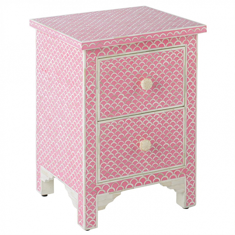 Тумбочка Pink Indian Bone Inlay nightstand Розовый в Челябинске | Loft Concept 