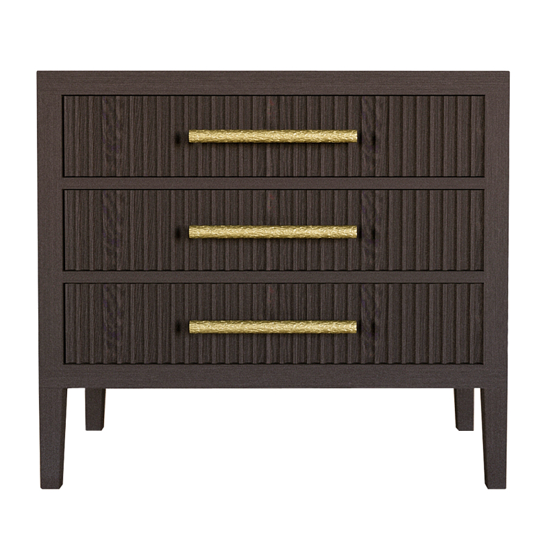 Тумба Primo  с тремя ящиками шпон темный орех Темный дуб Золотой в Челябинске | Loft Concept 