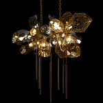 Люстра подвесная с 18-ю стеклянными плафонами с вертикальными подвесками Gilded Mirage  варинант исполнения - 8 | Loft Concept в Челябинске