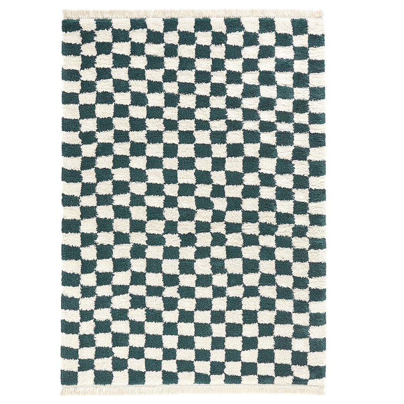 Ковер с шахматным принтом Chess Layout с эффектом шерсти Коньяк Зеленый Черный Ковер с шахматным принтом Chess Layout с эффектом шерсти Коньяк Зеленый Черный в Челябинске | Loft Concept