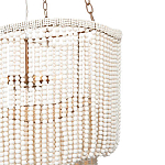 Двухъярусная люстра с подвесками из круглых деревянных бусин белая White Beads Two-tier Chandelier варинант исполнения - 3 | Loft Concept в Челябинске