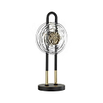 Настольная лампа черного цвета с круглым прозрачным стеклянным плафоном Virelia  варинант исполнения - 1 | Loft Concept в Челябинске