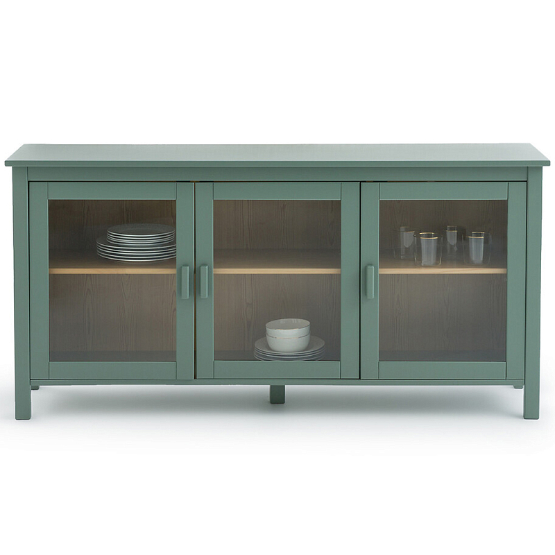 Шкаф-витрина низкий Cosette Cabinet Зеленый шалфей Прозрачное Стекло Древесина Шкаф-витрина низкий Cosette Cabinet Зеленый шалфей Прозрачное Стекло Древесина в Челябинске | Loft Concept