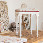 Банкетка одноместная из массива бука бежевая с растительным орнаментом Raffael Beige Floral Banquette варинант исполнения - 6 | Loft Concept в Челябинске