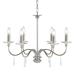 Люстра цвета никель с прозрачными стеклянными подвесками в форме капель Elstead Lighting