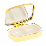 Таблетница карманная прямоугольная с 2-мя отделениями с зеркалом и накладкой из натурального камня Флюорит Gold Stone Pillboxes варинант исполнения - 3 | Loft Concept в Челябинске