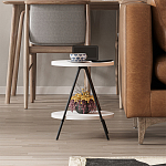 Стол приставной с 2-мя круглыми белыми столешницами ESSEL SIDE TABLE WHITE варинант исполнения - 10 | Loft Concept в Челябинске